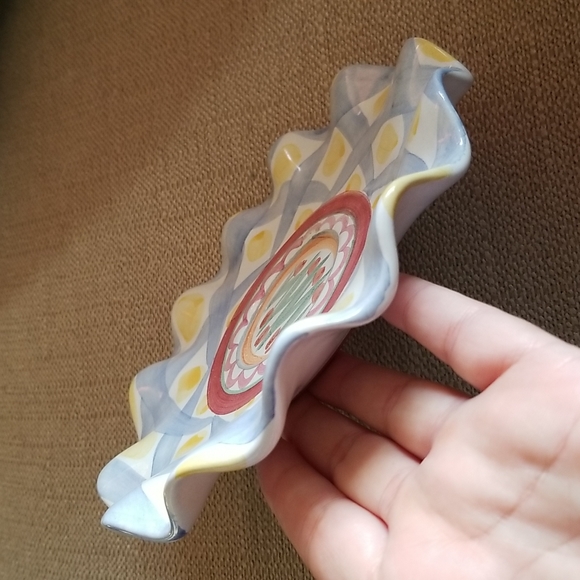 Mackenzie Childs Aalsmeer Ruffled Edge Tea Cup & Saucer Tulip Flowers Pottery - Picture 11 of 14